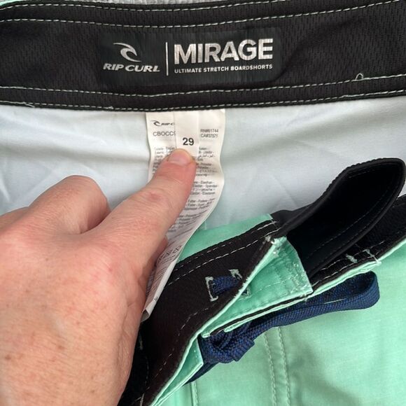 Rip Curl Board Shorts Mens Size 29 Blue Green Striped Mirage 2.0 Washed Aqua - Picture 5 of 8